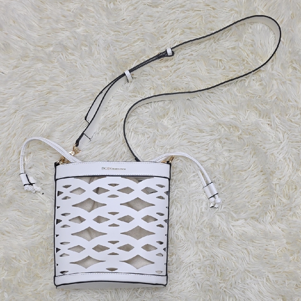 BCBGeneration White And Cream Crossbody Bag